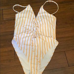 One piece striped Shein bathing suit